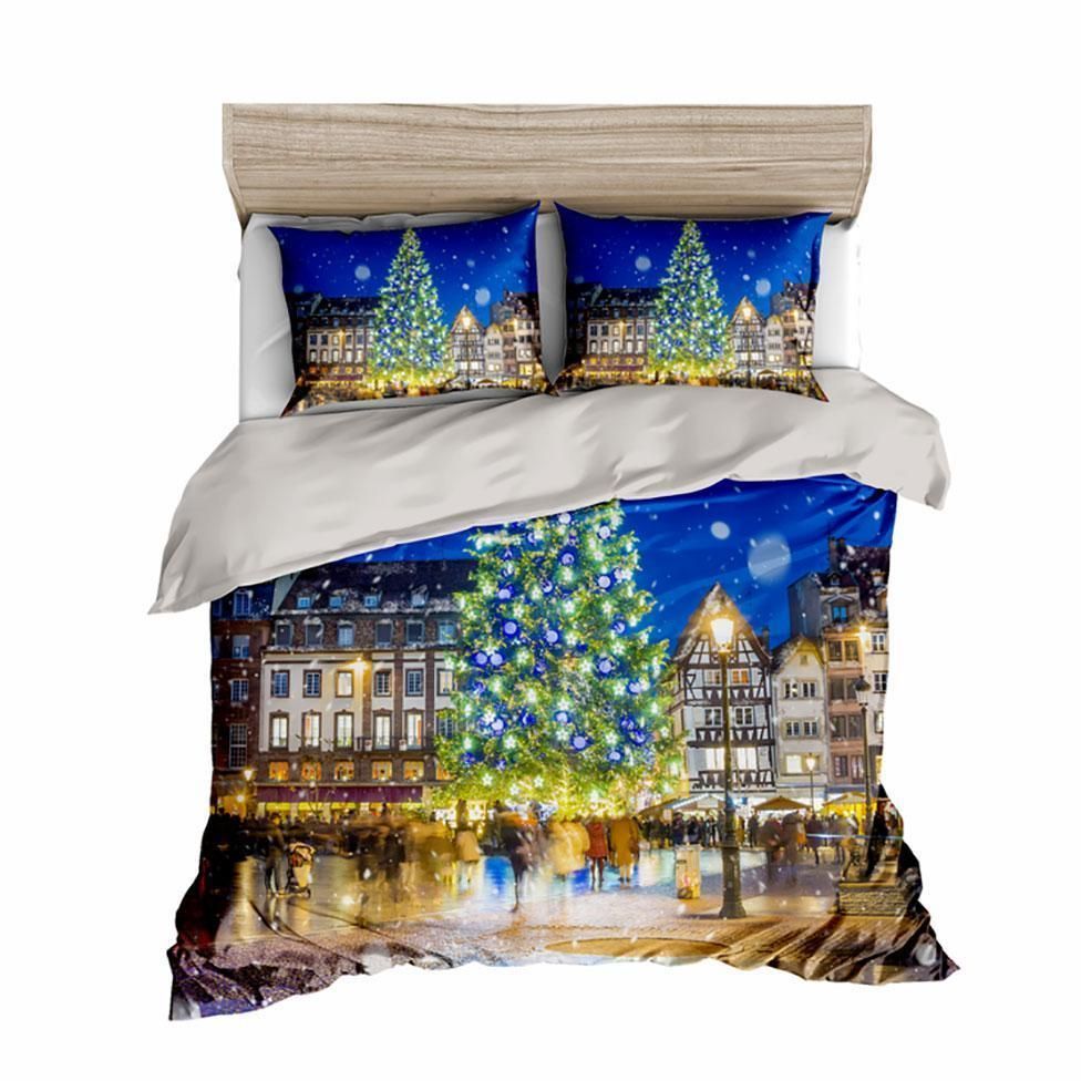 Bokeh Tree Christmas Santa Bedding Set