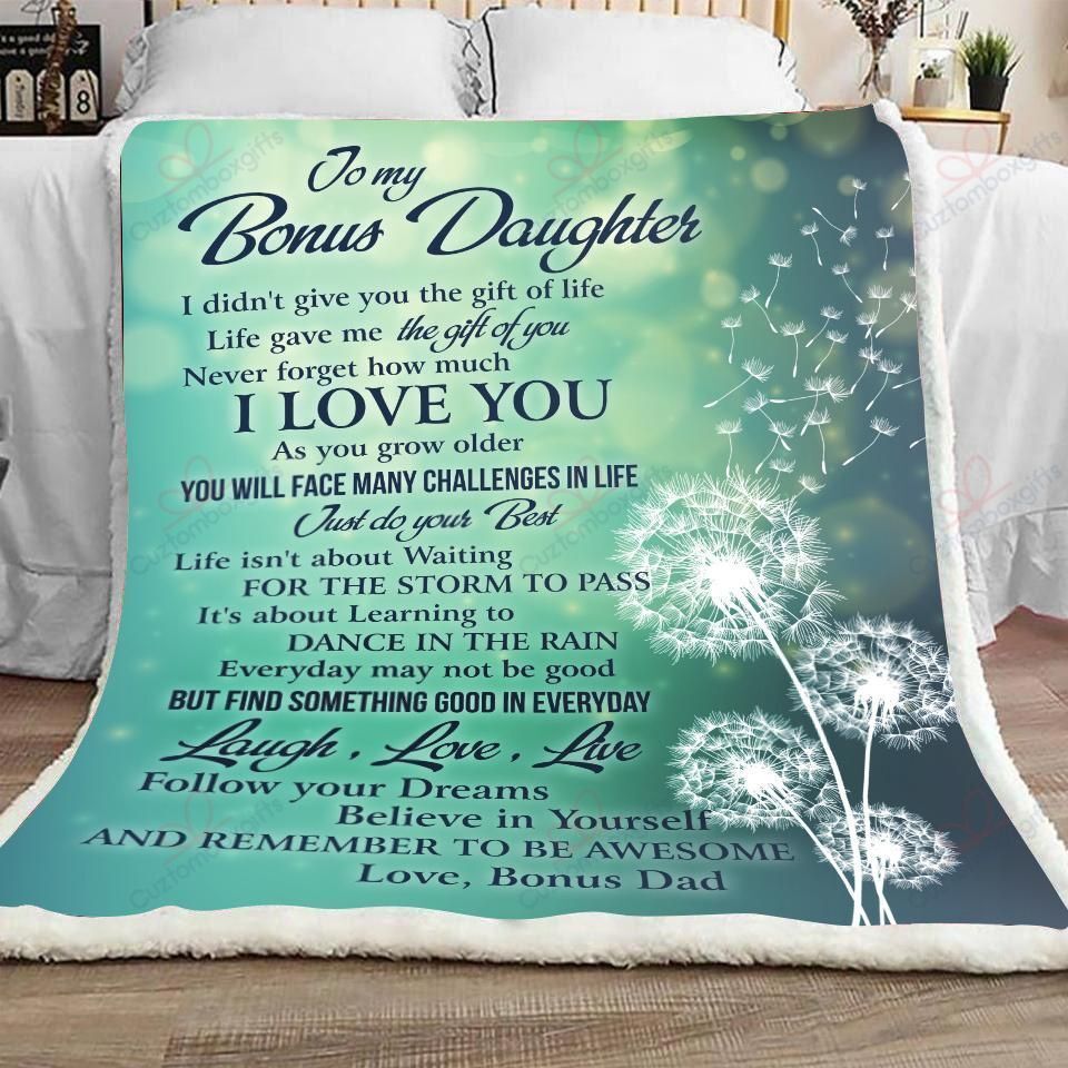 Bonus Daughter From Bonus Dad Dandelion Sherpa Fleece Blanket