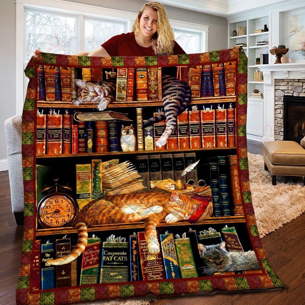 Book And Cat GS-CL-TH1208 Quilt Blanket