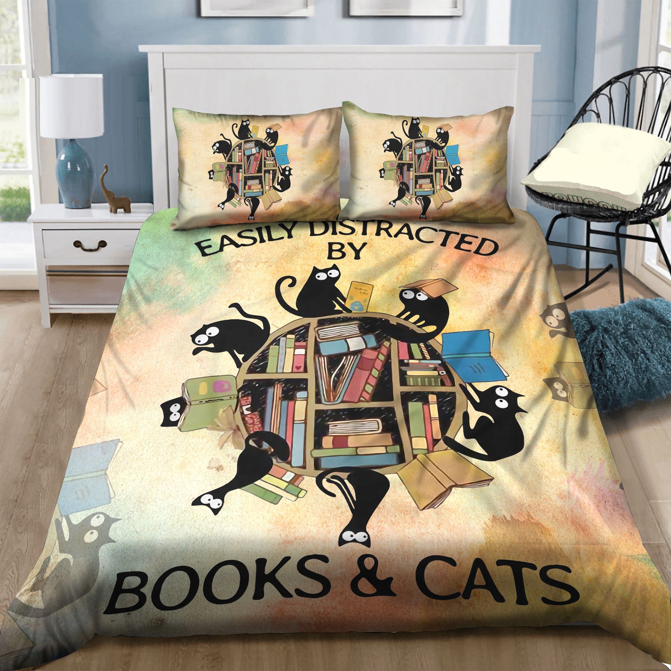 Book And Cats Bedding Set