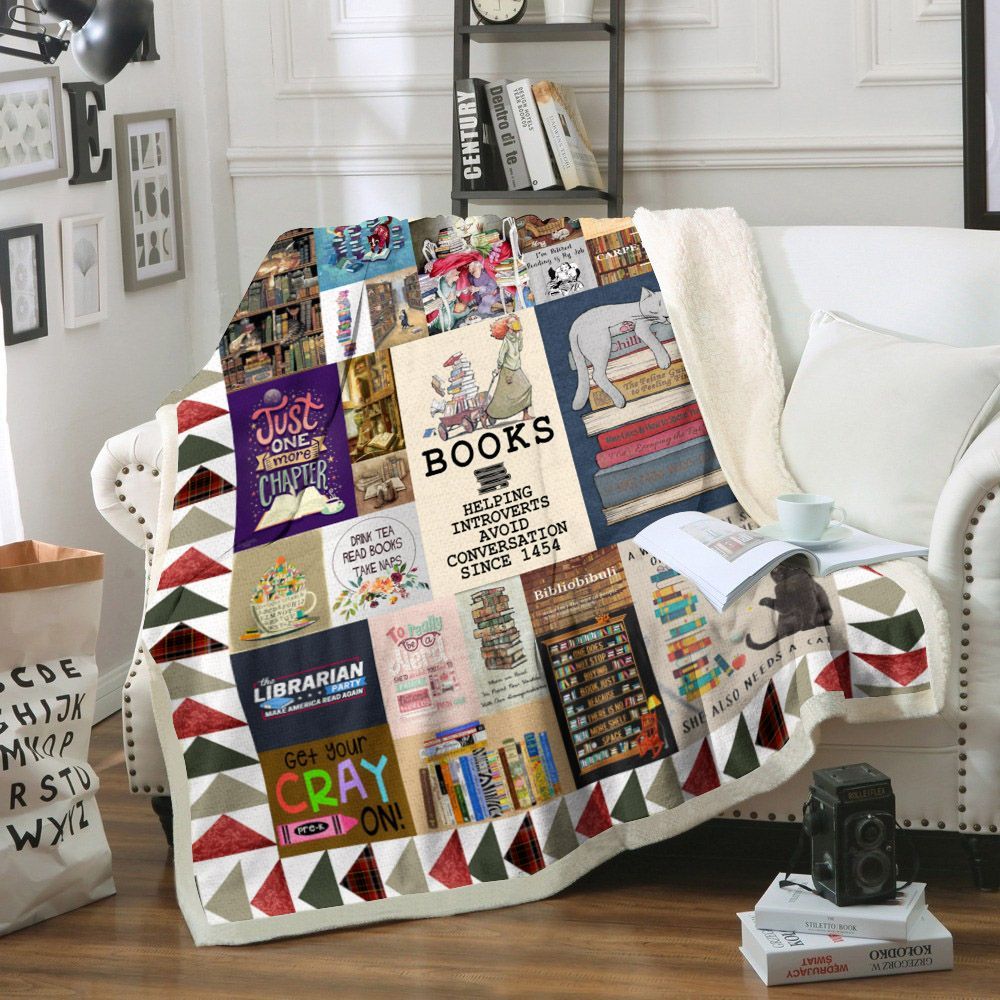 Book Cat Sherpa Fleece Blanket