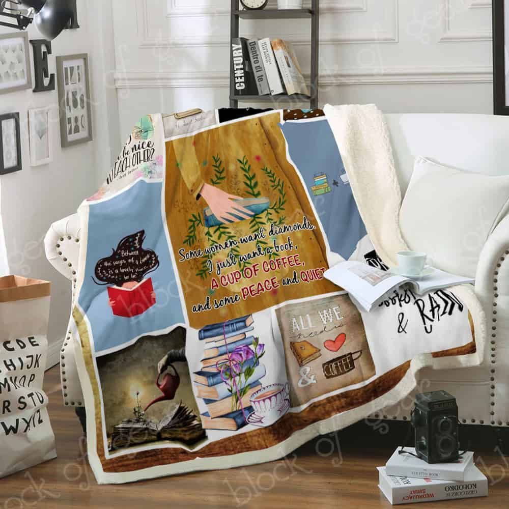 Book Coffee and Peace Fleece Blanket