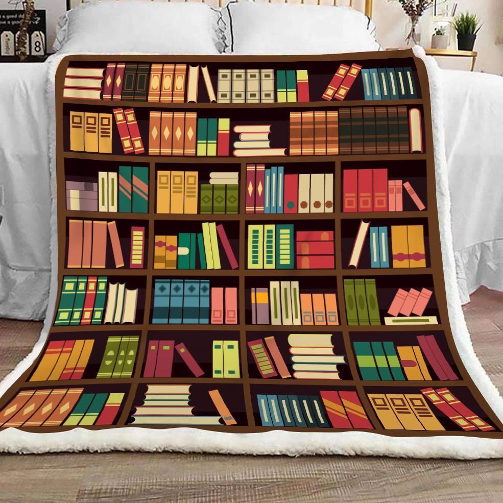 Book Lovers Book Shelf Sherpa Fleece Blanket