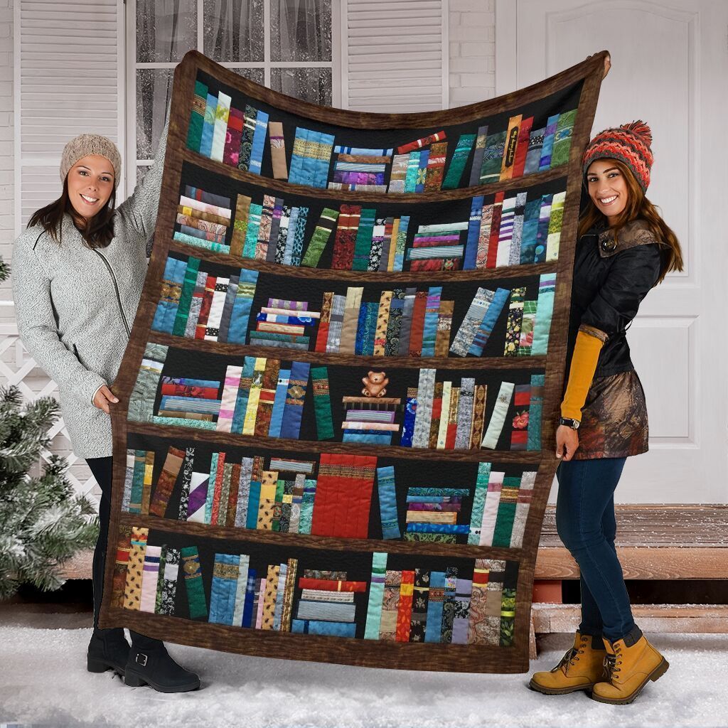 Book Lovers Book Shelf Vintage Sherpa Fleece Blanket