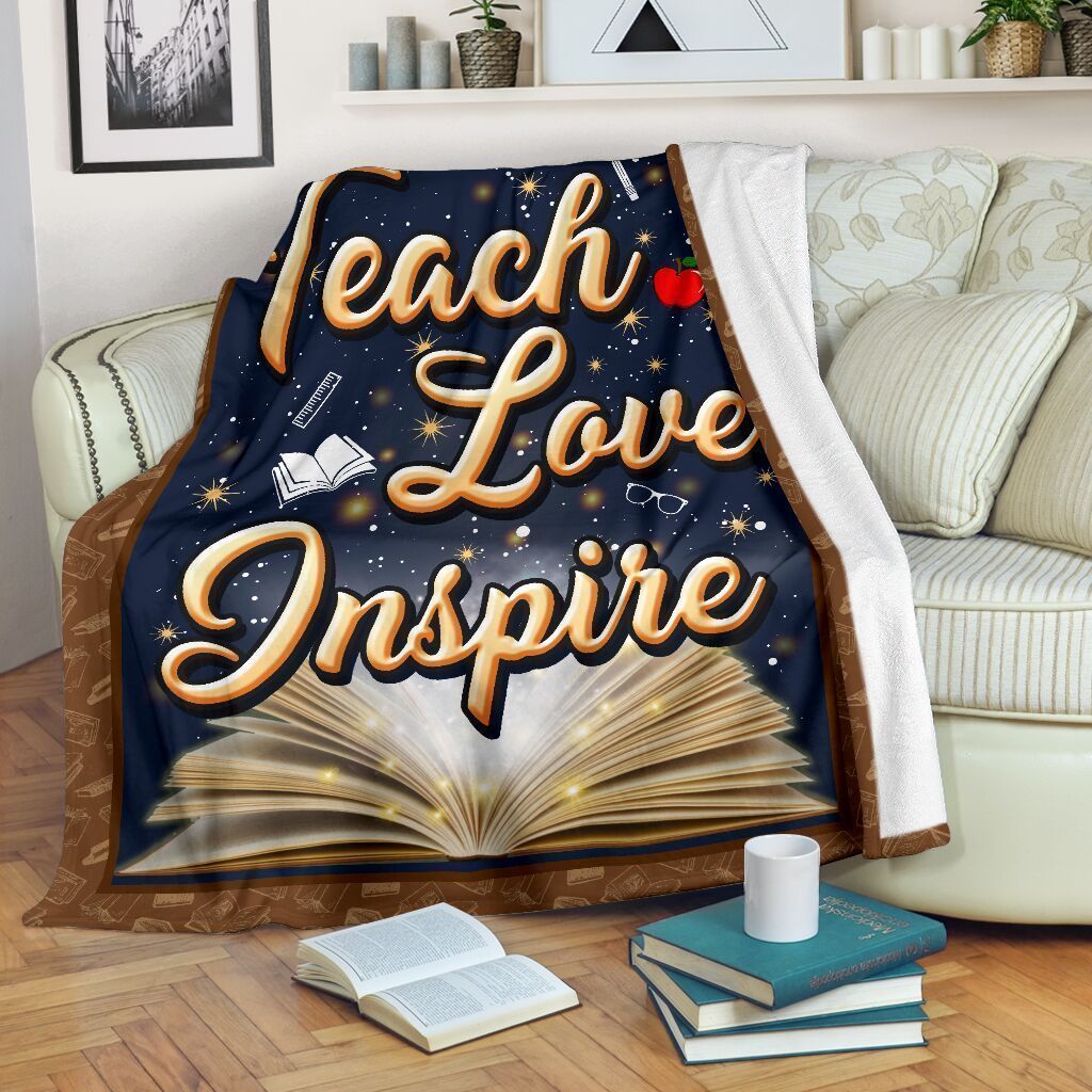 Book Lovers Teach Love Inspire Fleece Blanket