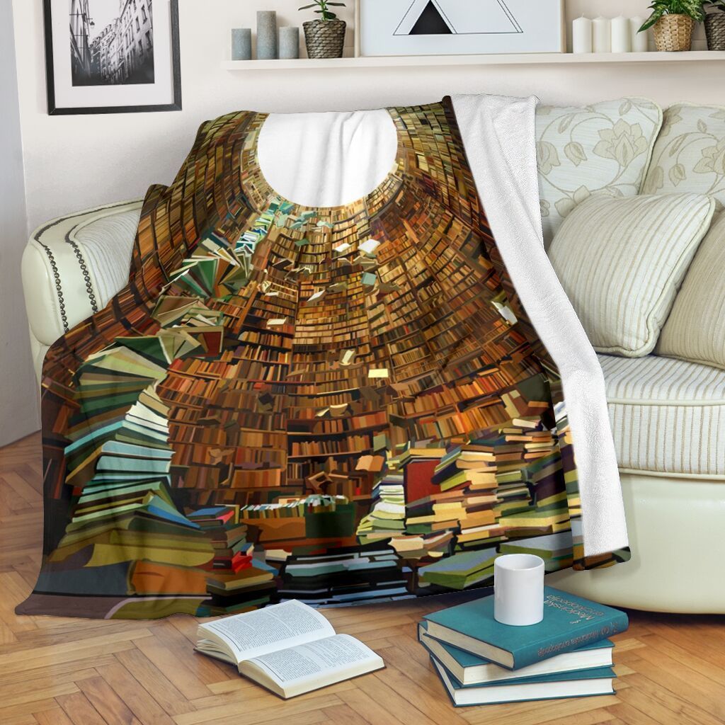 Book Shelf Painting Fleece Blanket Gift For Books Lovers
