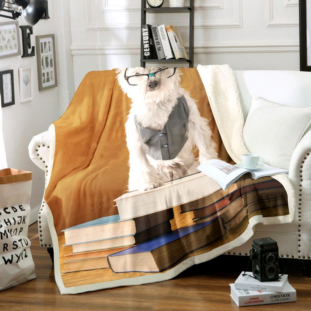 Bookish Dog Sherpa Fleece Blanket