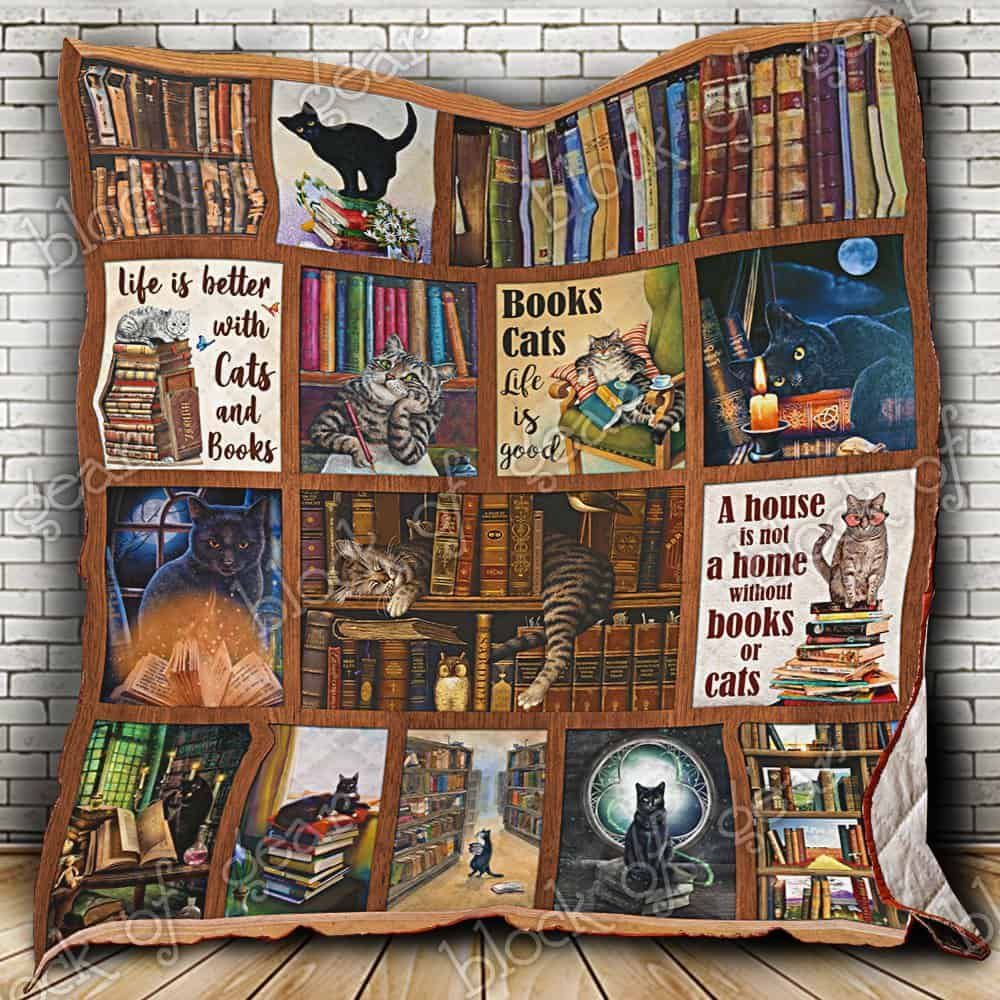 Books And Cats 1 GS-CL-NT2810 Quilt Balnket
