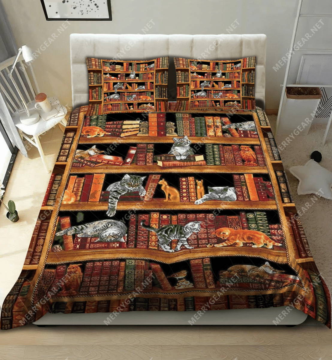Books And Cats Bedding Set
