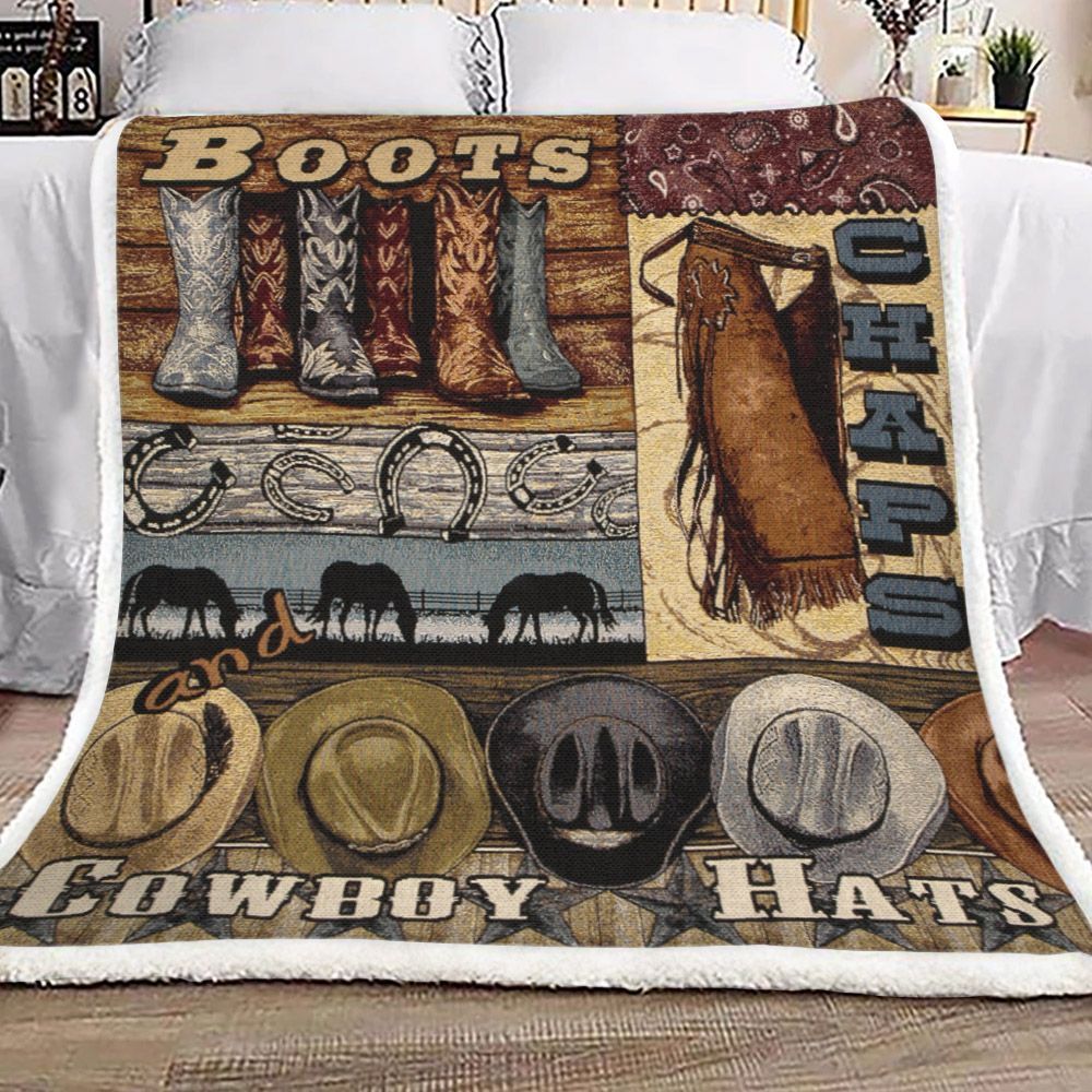 Boots Chaps And Cowboy Sherpa Fleece Blanket