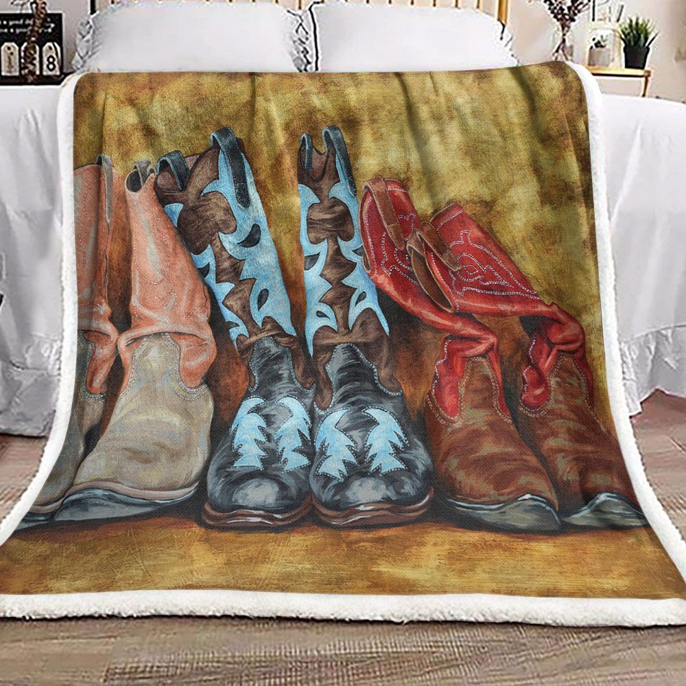 Boots Cowboy Sherpa Fleece Blanket