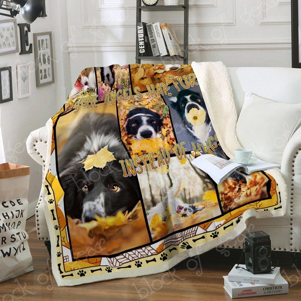 Border Collie Autumn Sherpa Fleece Blanket