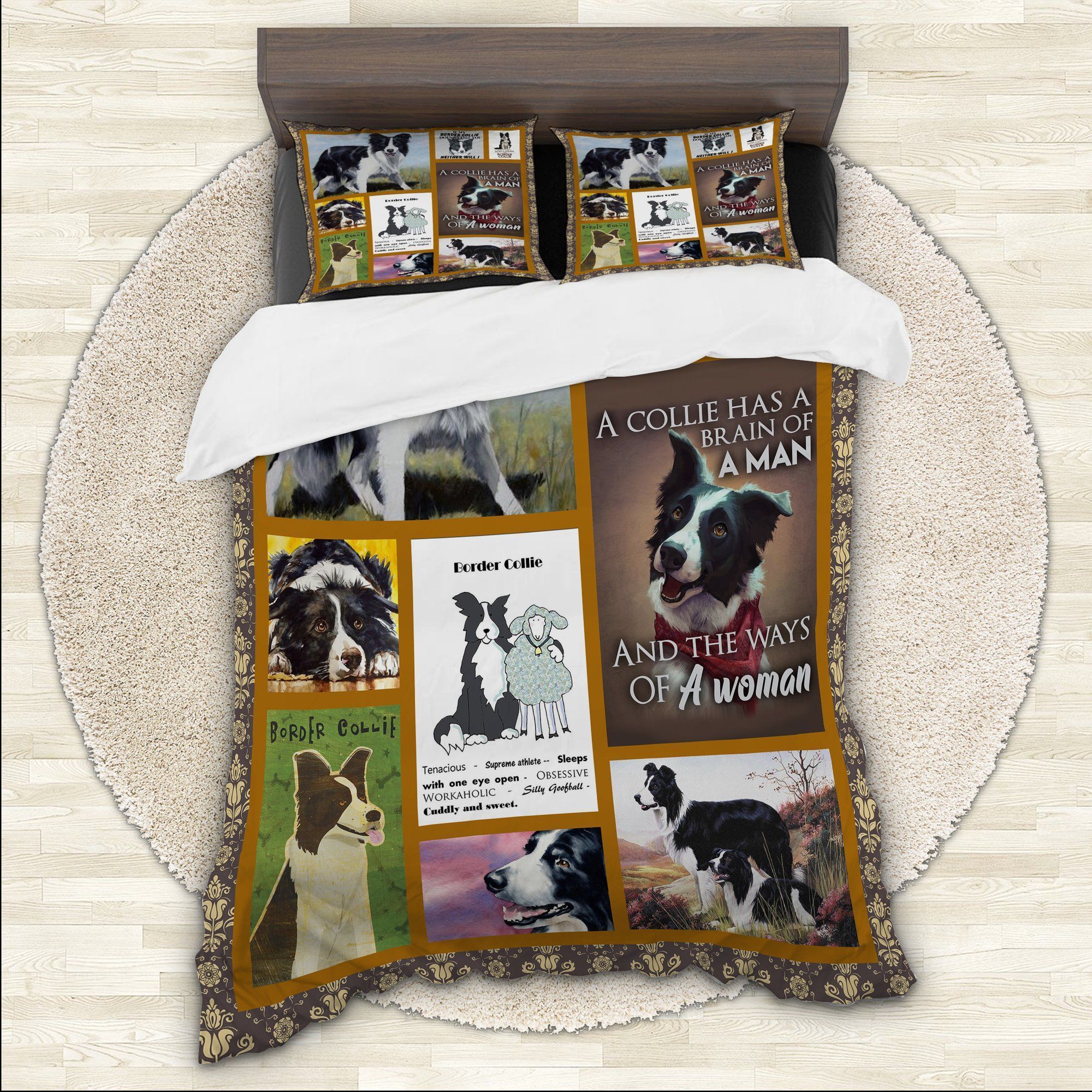 Border Collie Brain Of A Man Bedding Set