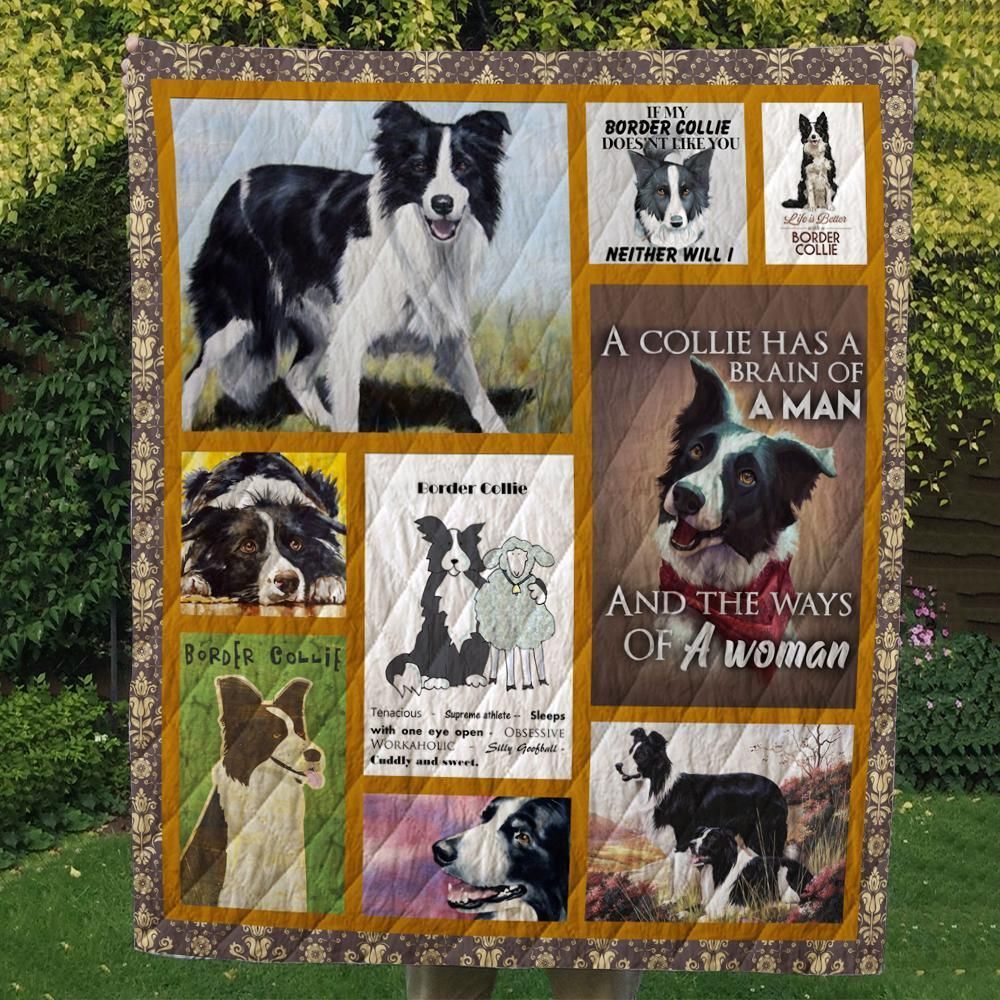 Border Collie Brain Of A Man GS-CL-DT3006 Quilt Blanket