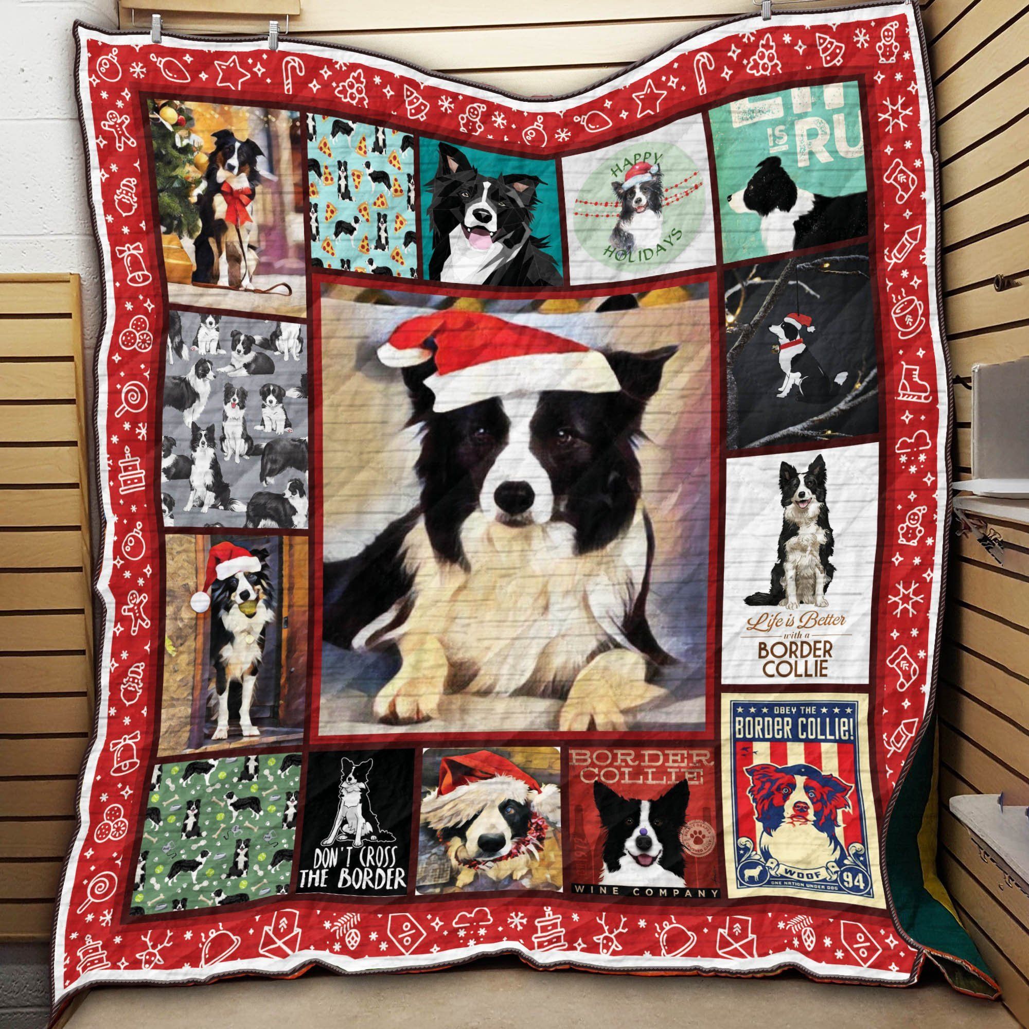 Border Collie Christmas Cor Cor Quilt Blanket Dhc09121920Dd