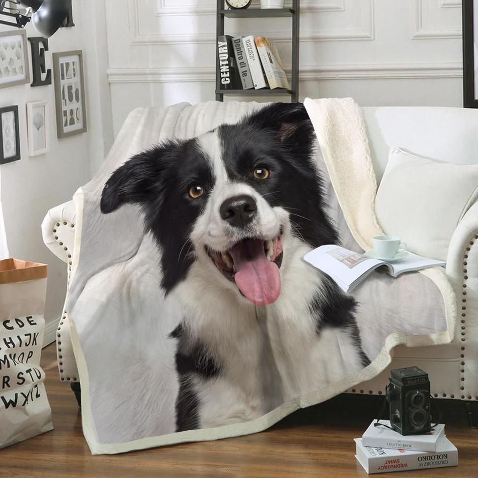 Border Collie Sherpa Fleece Blanket