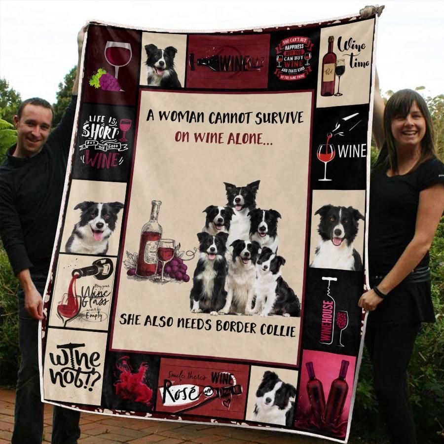 Border Collie Sherpa Fleece Blanket
