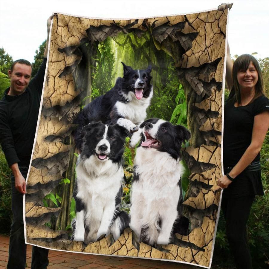 Border Collie Sherpa Fleece Blanket