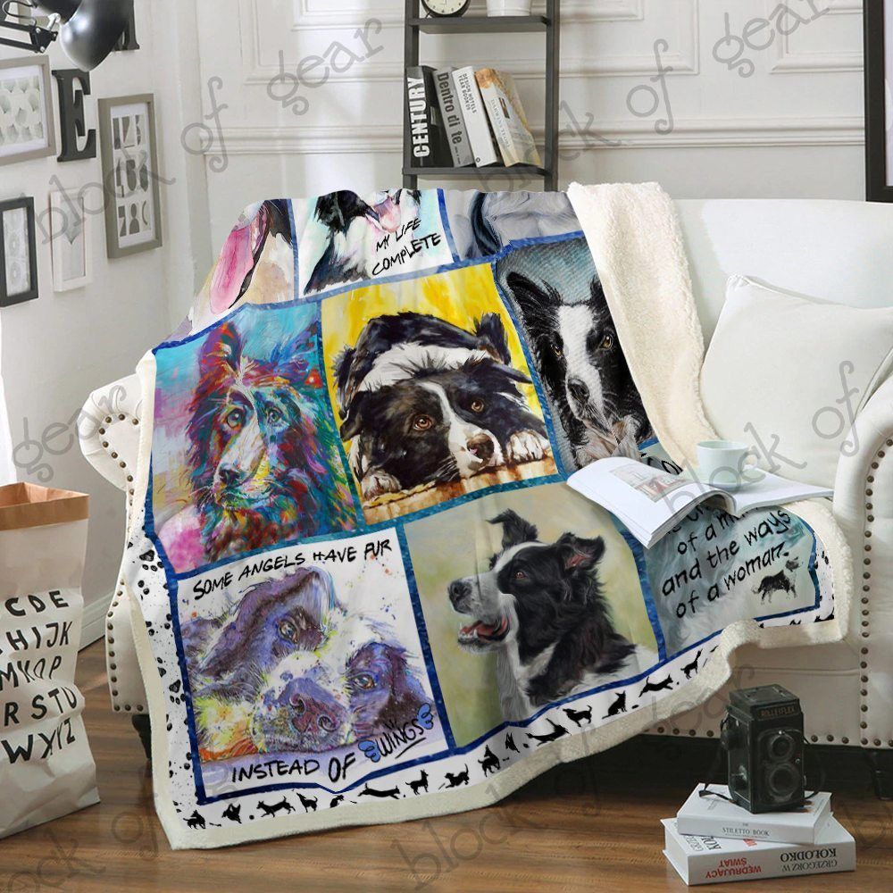 Border Collie Sherpa Fleece Blanket