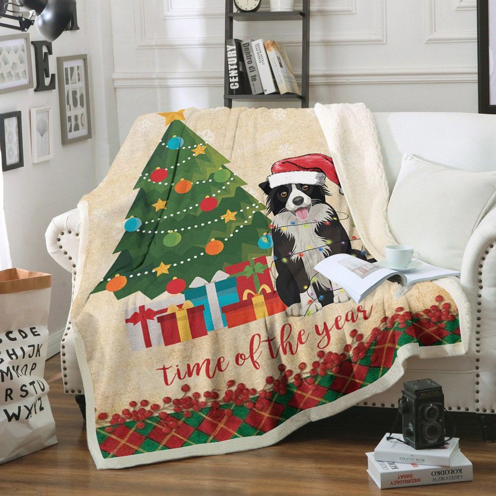 Border Collie Sherpa Fleece Blanket