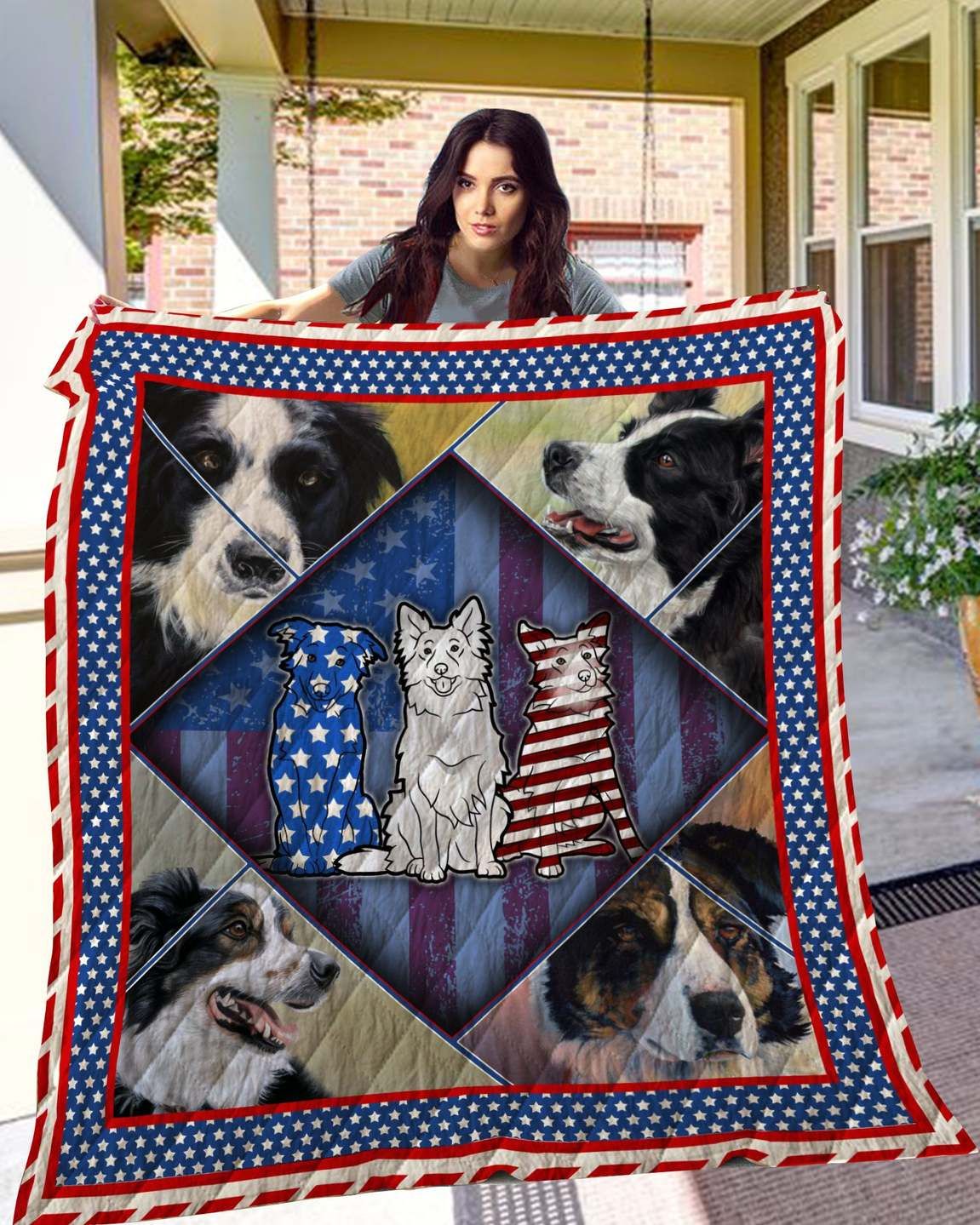 Border Collie CL16100503MDQ Quilt Blanket