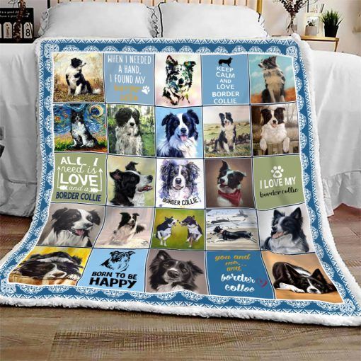 Border Collie Sherpa Fleece Blanket