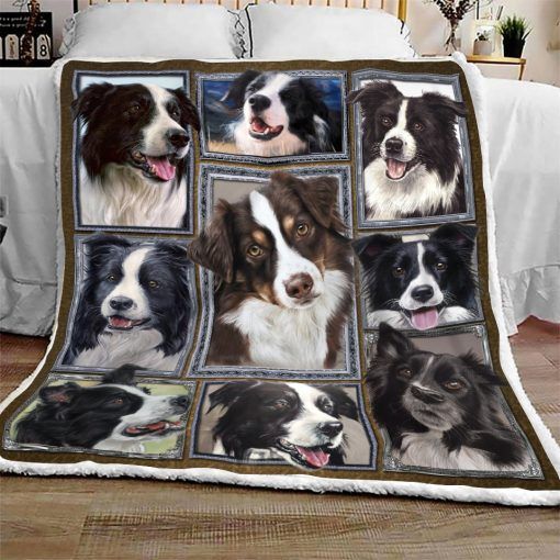 Border Collie Sherpa Fleece Blanket