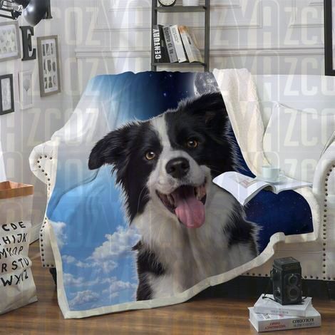 Border Collie Sherpa Fleece Blanket
