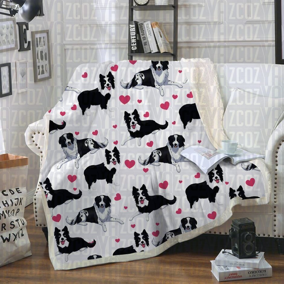 Border Collie Sherpa Fleece Blanket