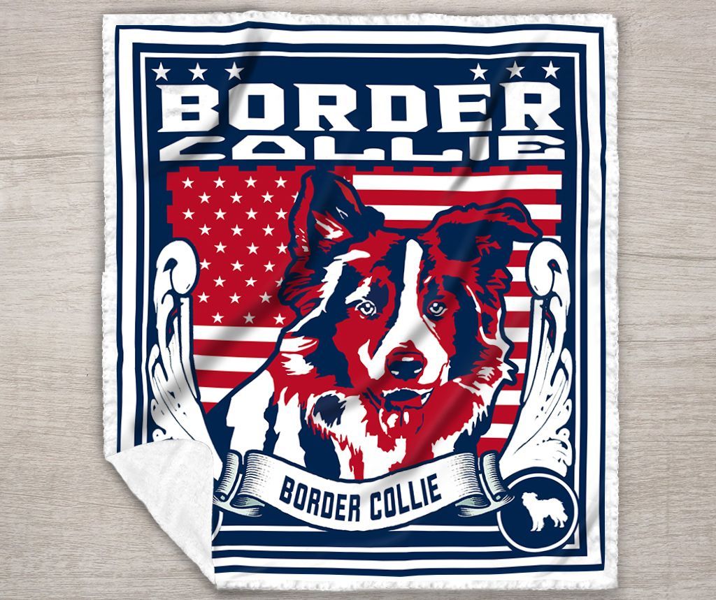 Border Collie Sherpa Fleece Blanket