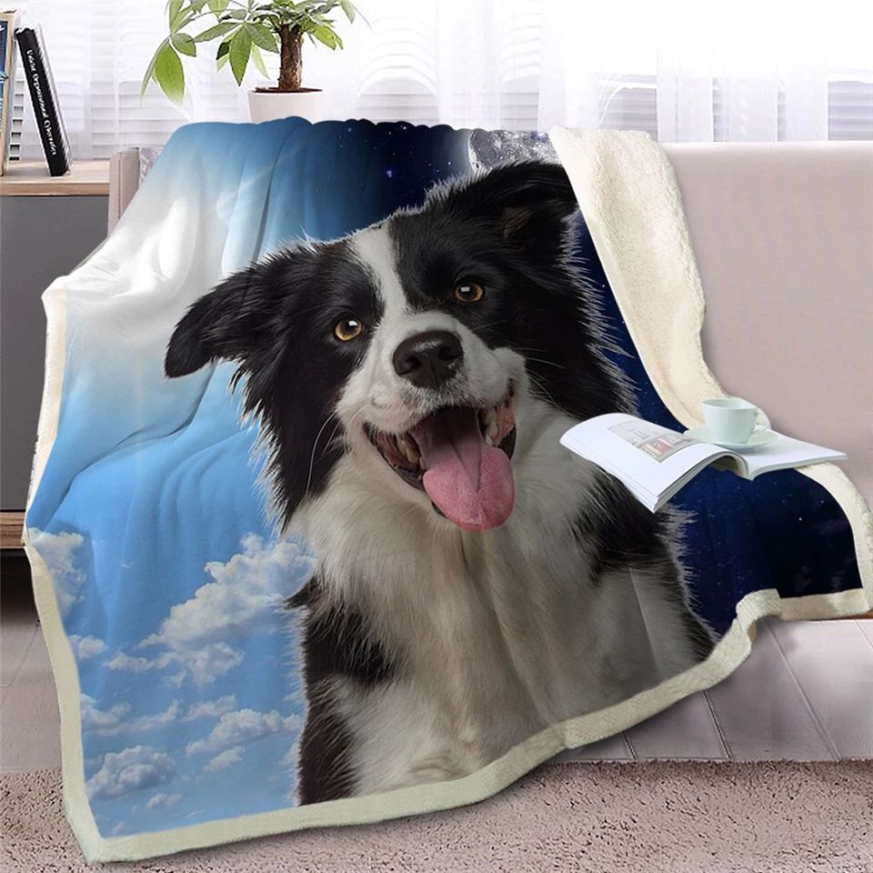 Border Collie Sherpa Fleece Blanket