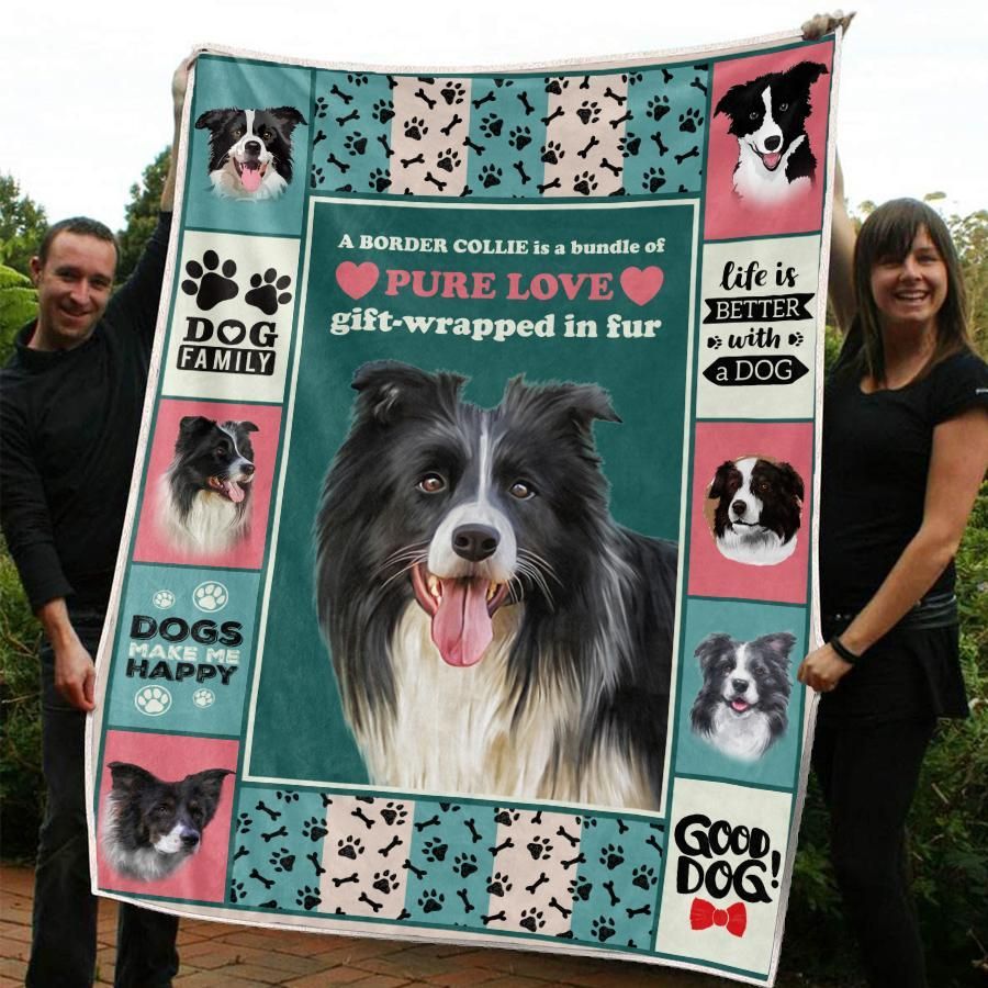 Border Collie Sherpa Fleece Blanket