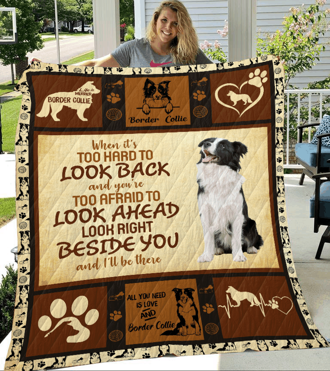 Border Collie Sherpa Fleece Blanket