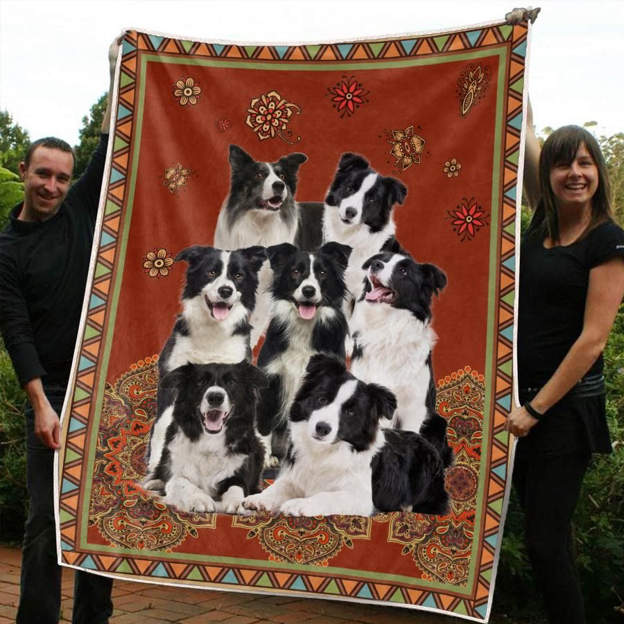 Border Collie Sherpa Fleece Blanket