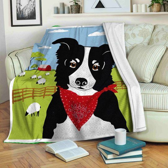 Border Collie Sherpa Fleece Blanket