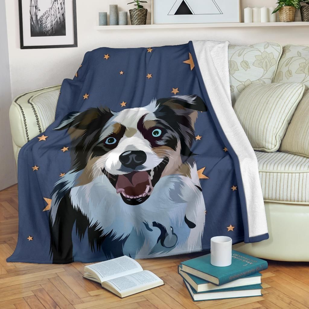 Border Collie Sherpa Fleece Blanket