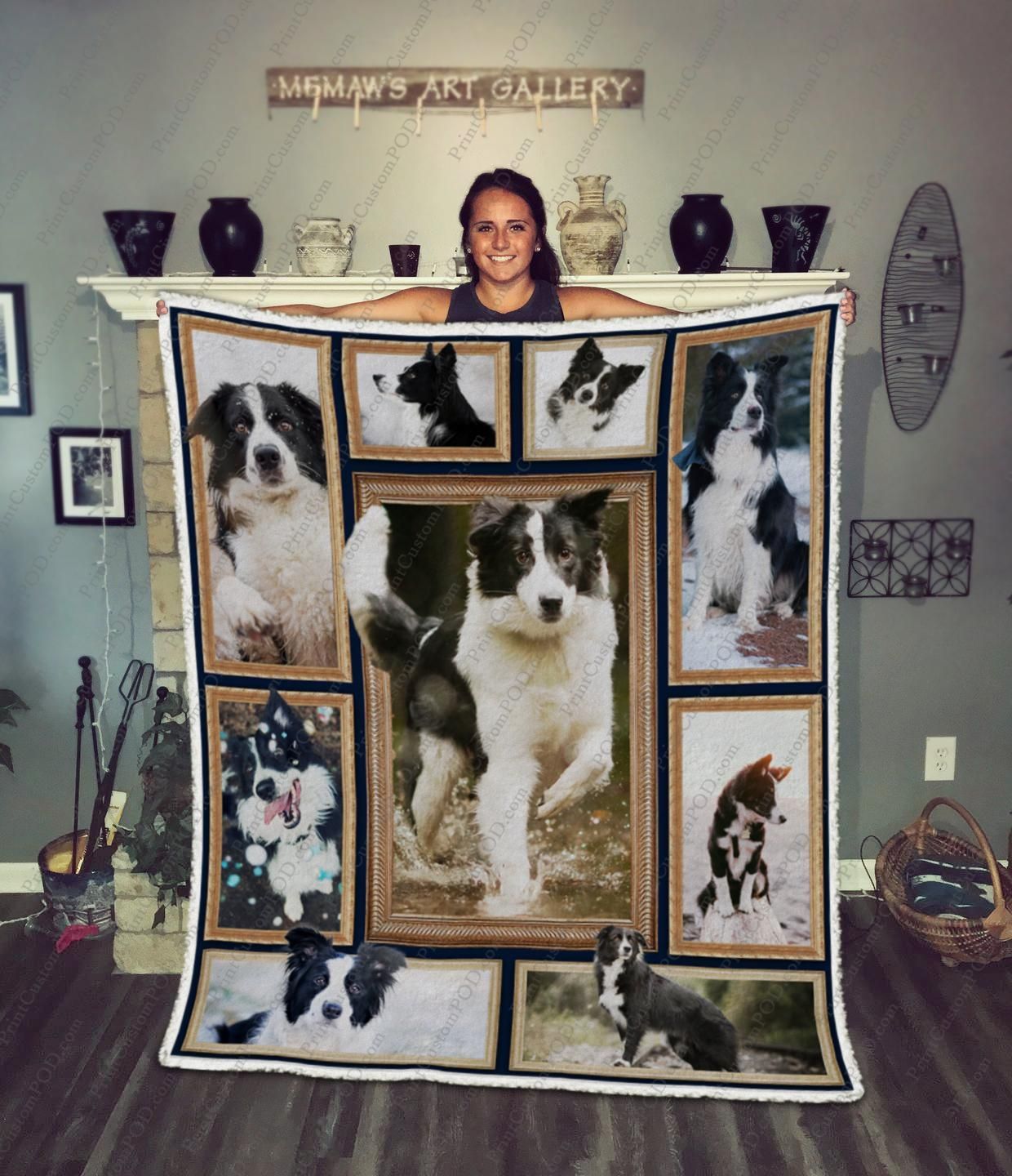 Border Collie Sherpa Fleece Blanket