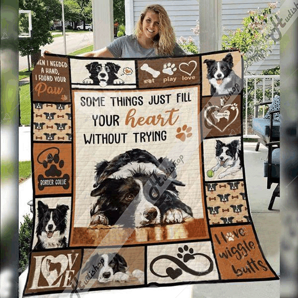 Border Collie Sherpa Fleece Blanket