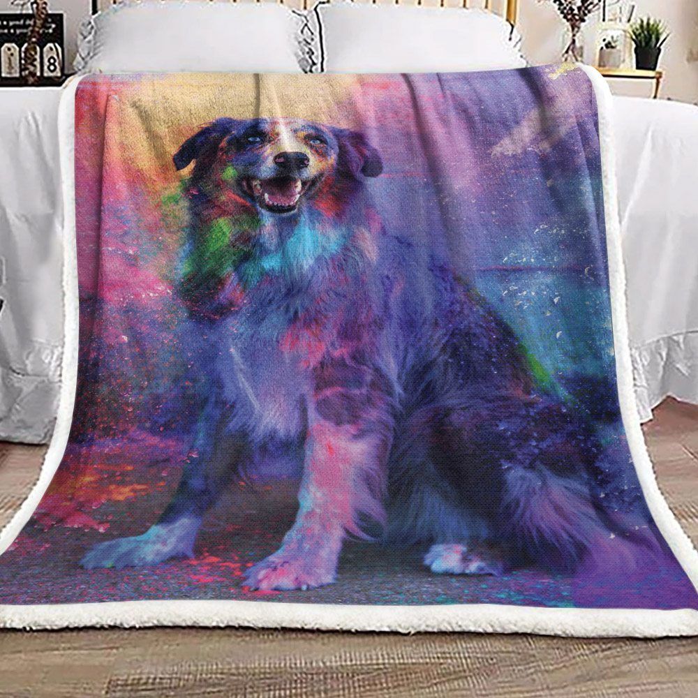 Border Collie Sherpa Fleece Blanket