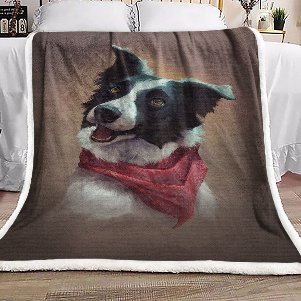 Border Collie Sherpa Fleece Blanket