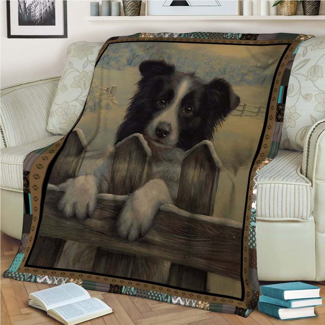 Border Collie Gander Sherpa Fleece Blanket