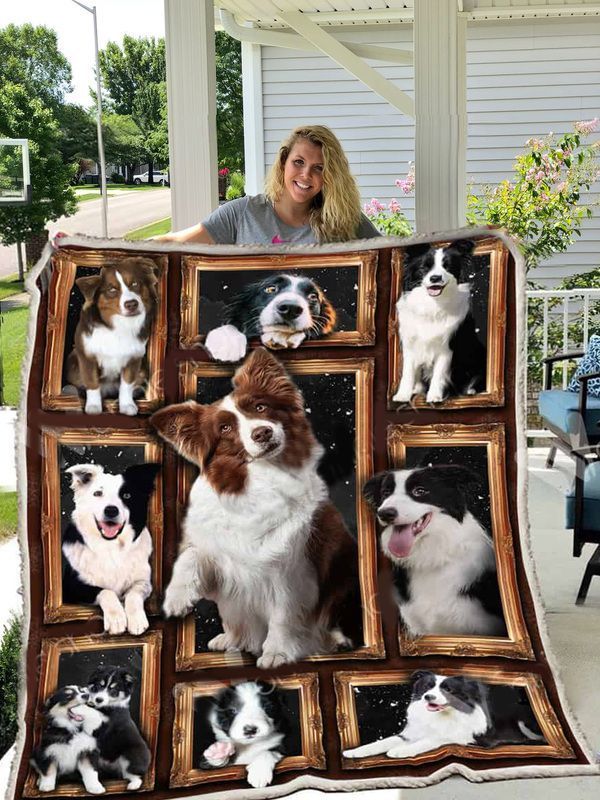 Border Collie Sherpa Fleece Blanket