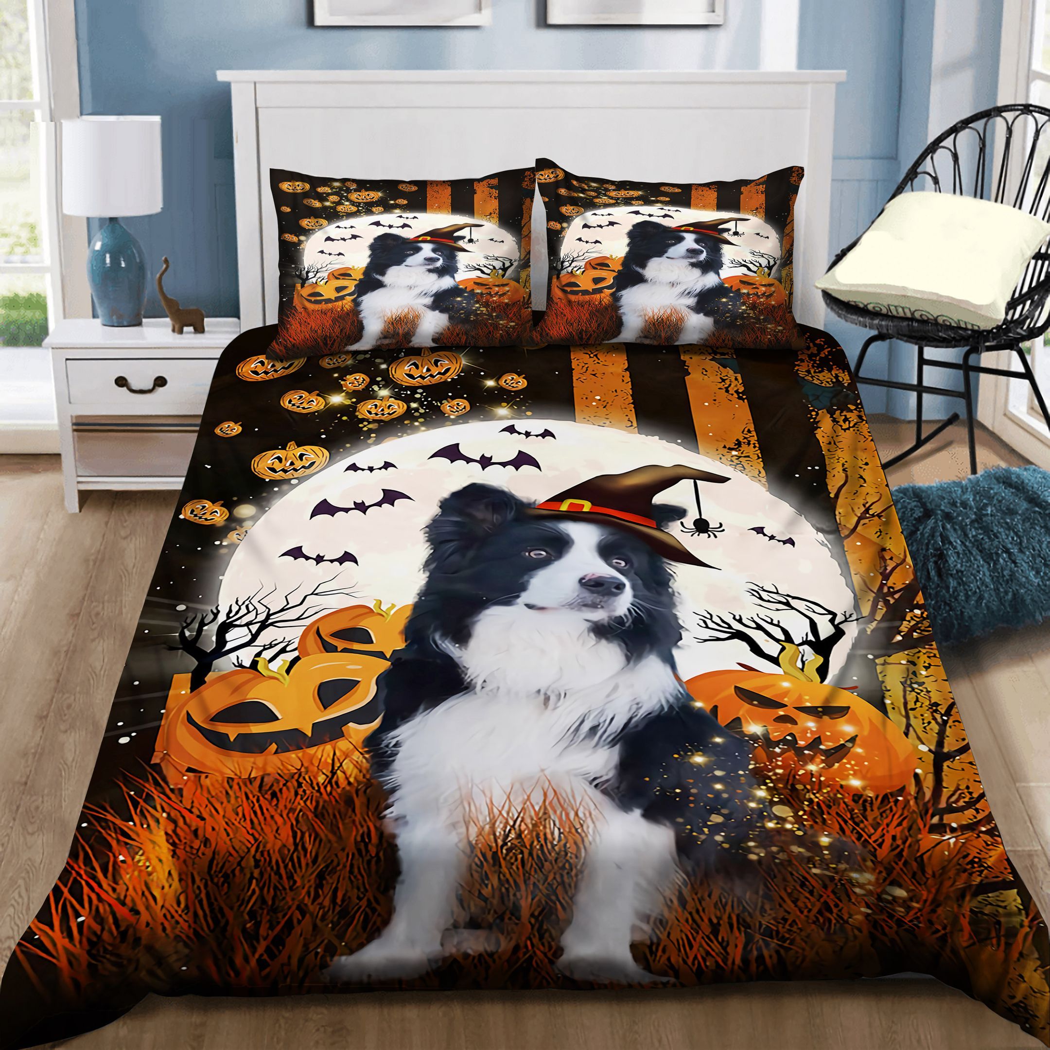Border Collie Happy Halloween Bedding Set