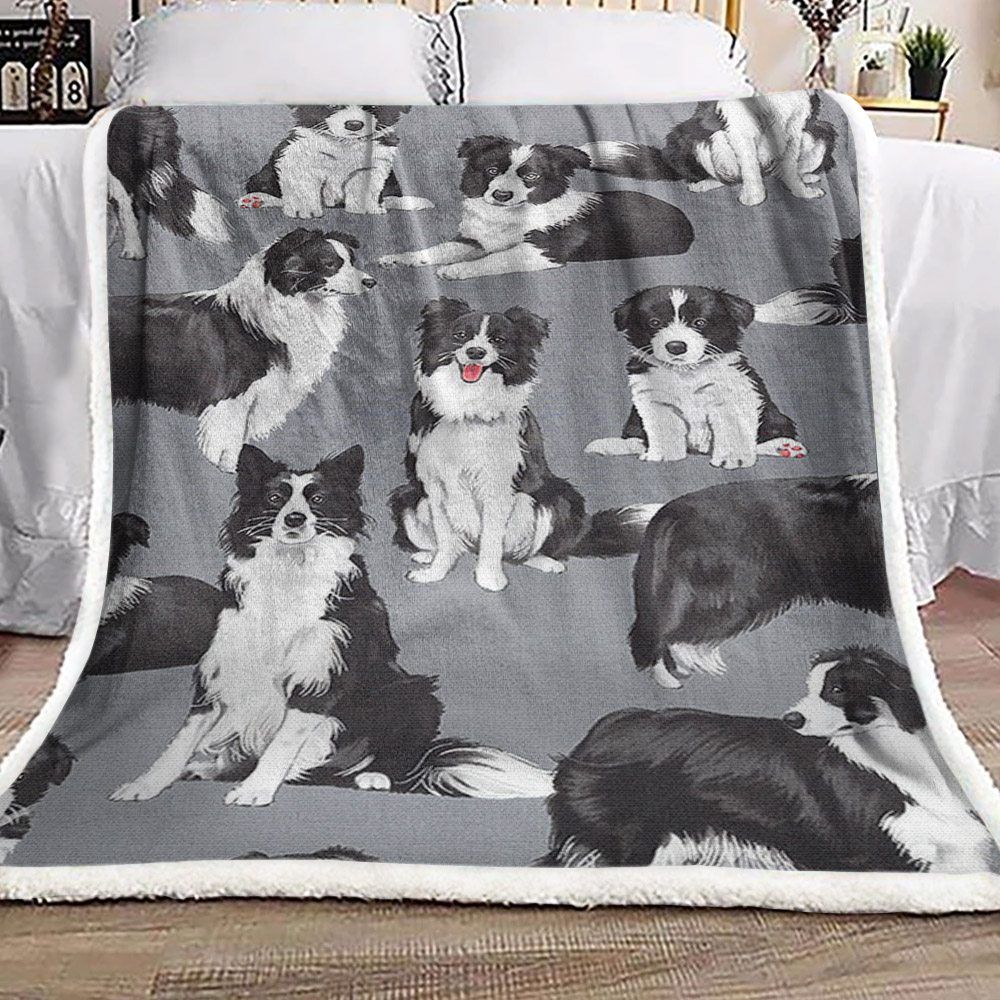 Border Collie Sherpa Fleece Blanket