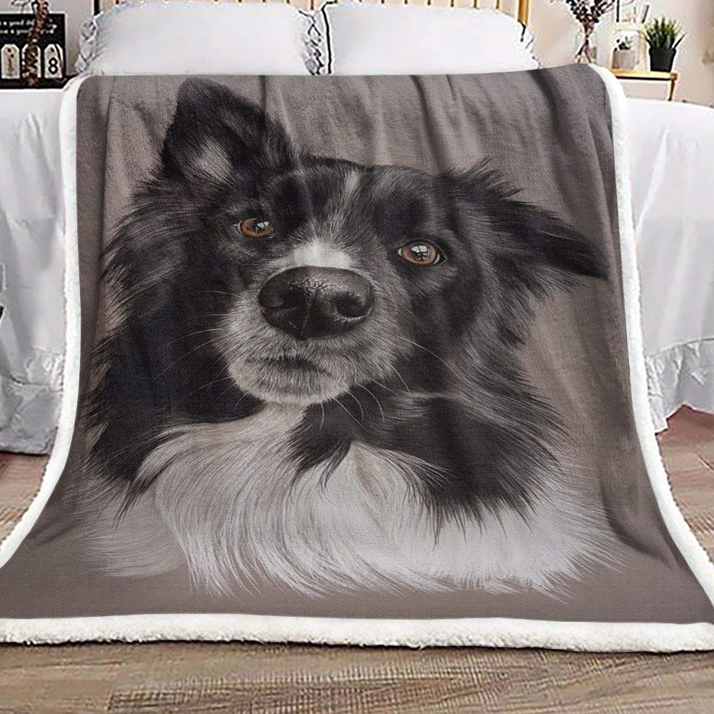 Border Collie Sherpa Fleece Blanket