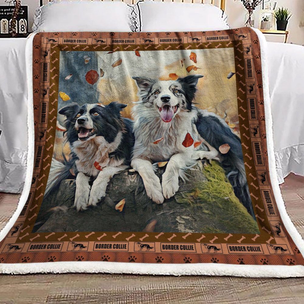 Border Collie Sherpa Fleece Blanket