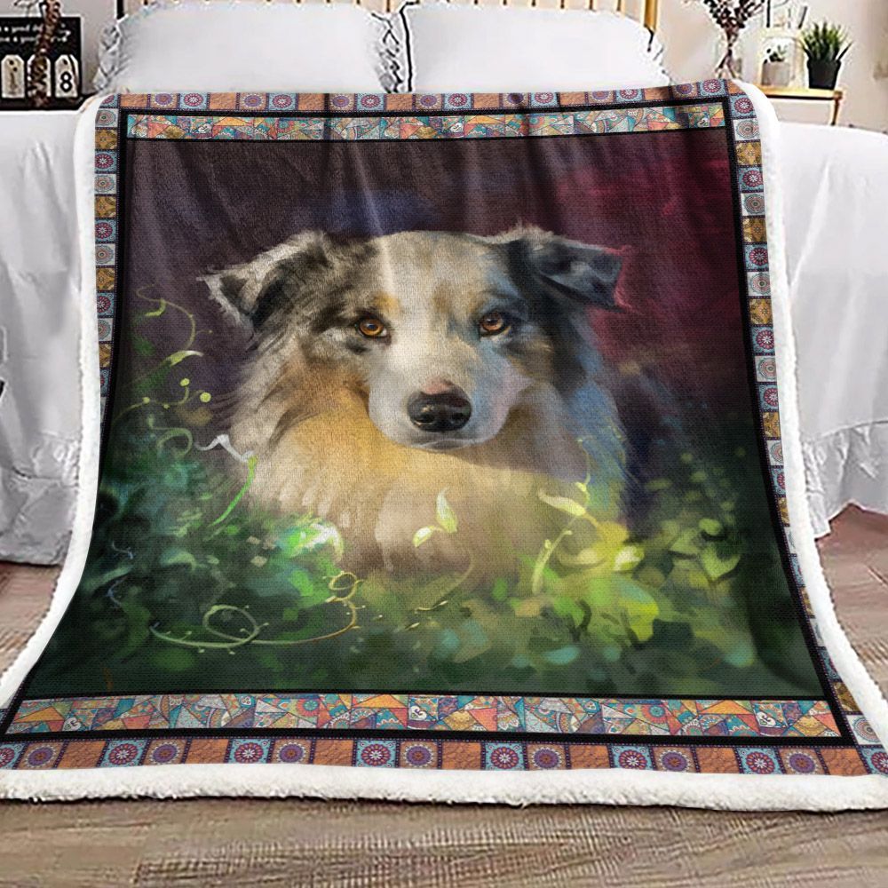 Border Collie Sherpa Fleece Blanket