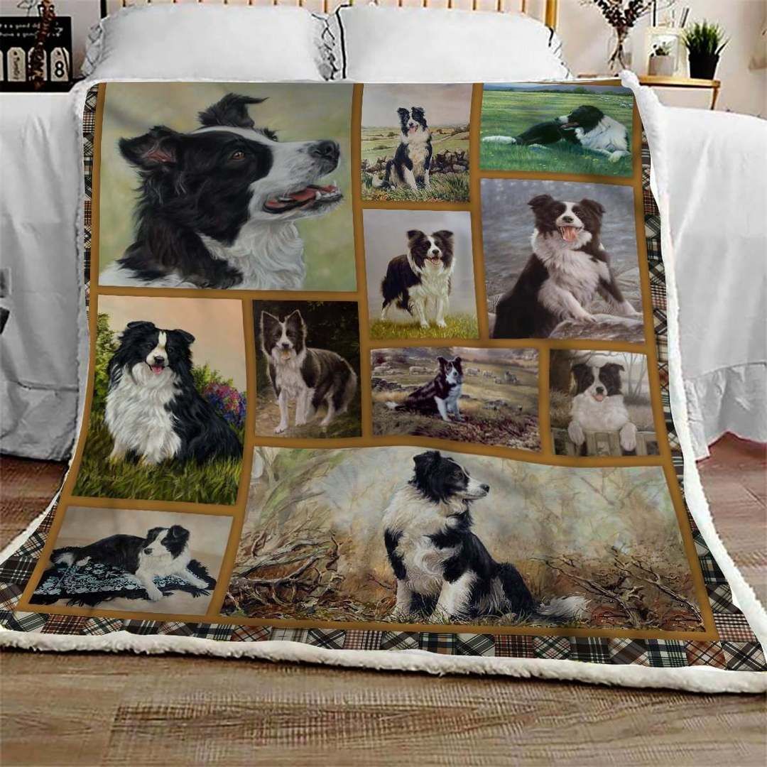 Border Collie Nature Sherpa Fleece Blanket