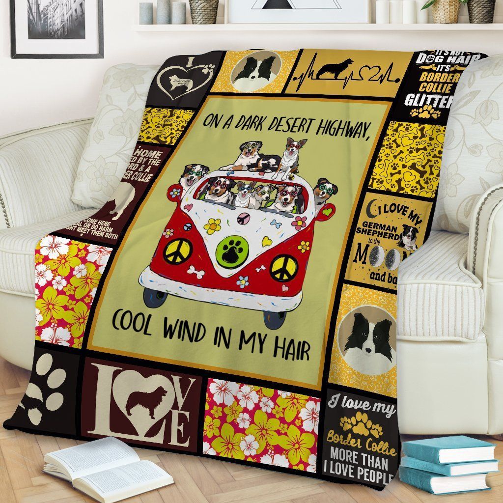Border Collie On Highway Sherpa Fleece Blanket