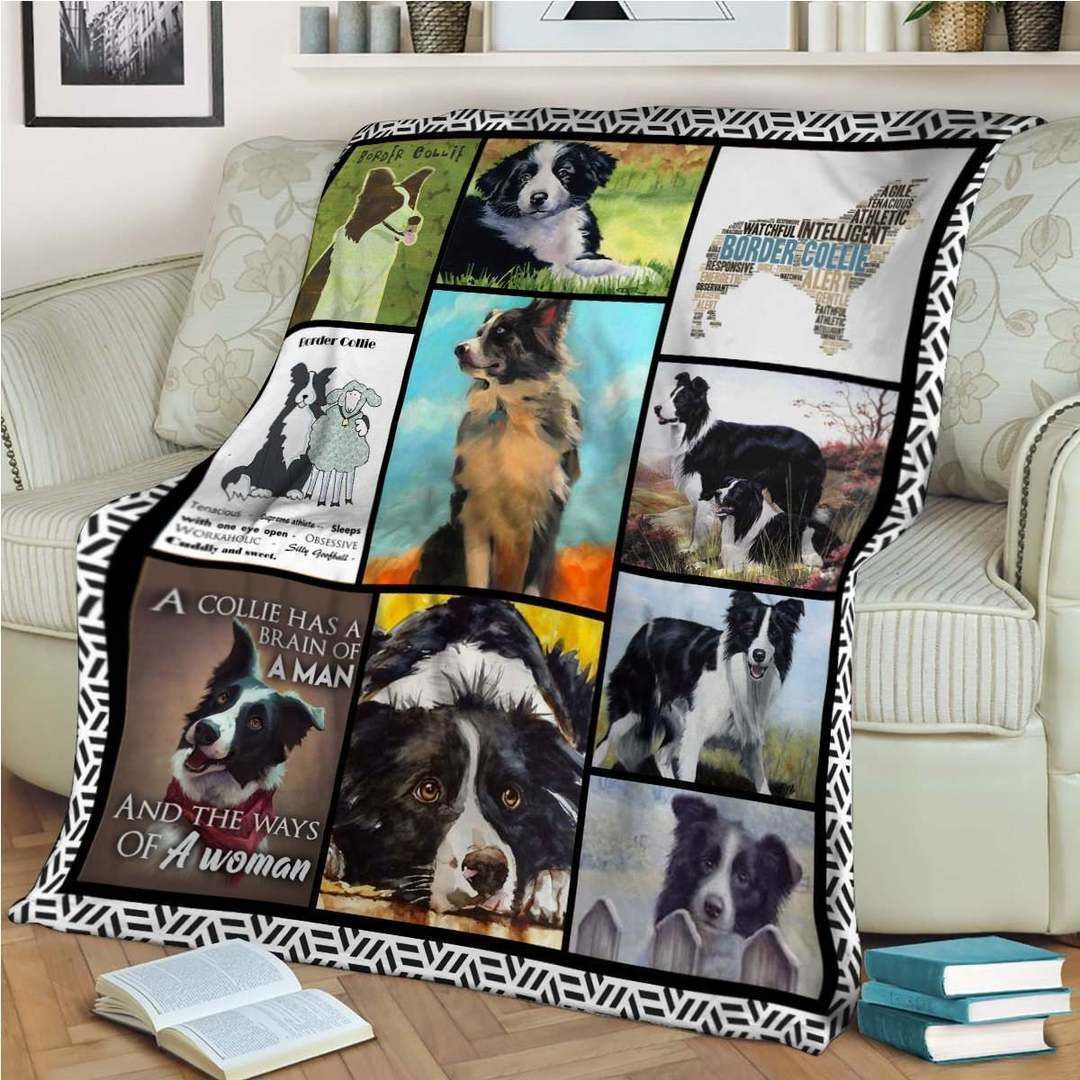 Border Collie Tenacious Sherpa Fleece Blanket